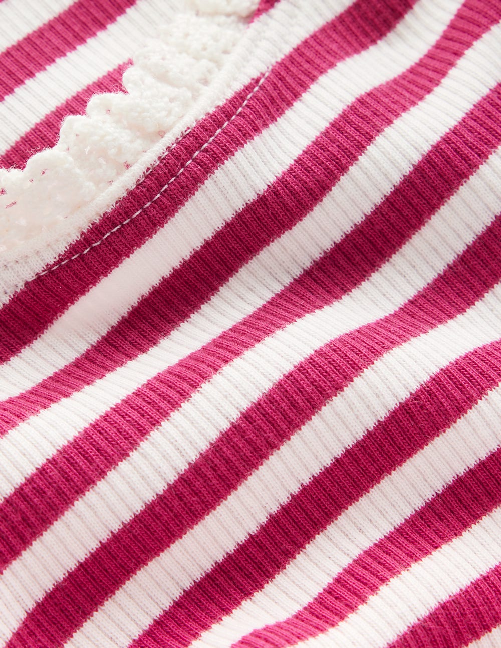 Boden Ribbed Long Sleeve T-shirt - Cherry Jam/Soft Ivory Stripe