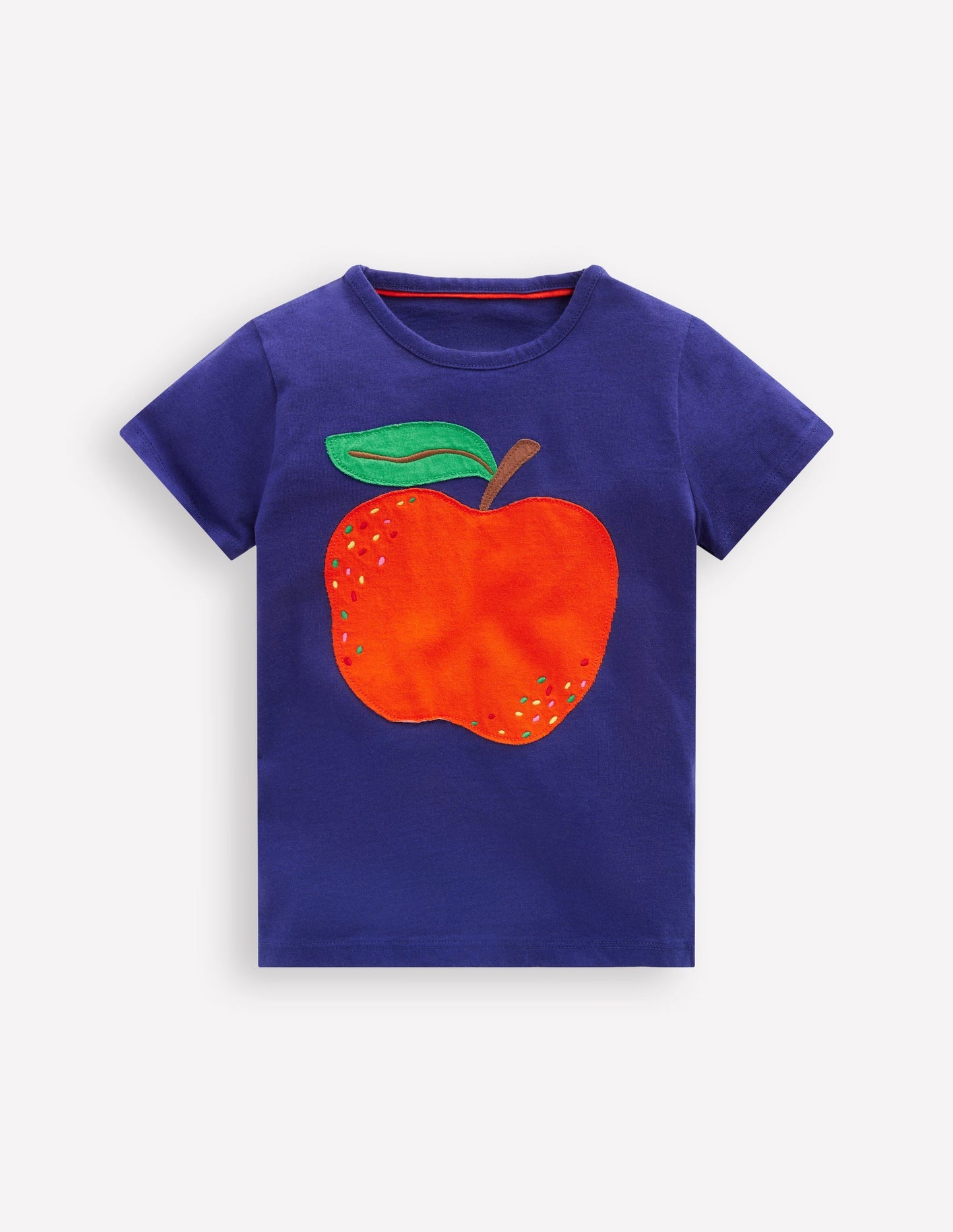 Boden Short Sleeve Appliqué T-shirt - Starboard Blue Apple