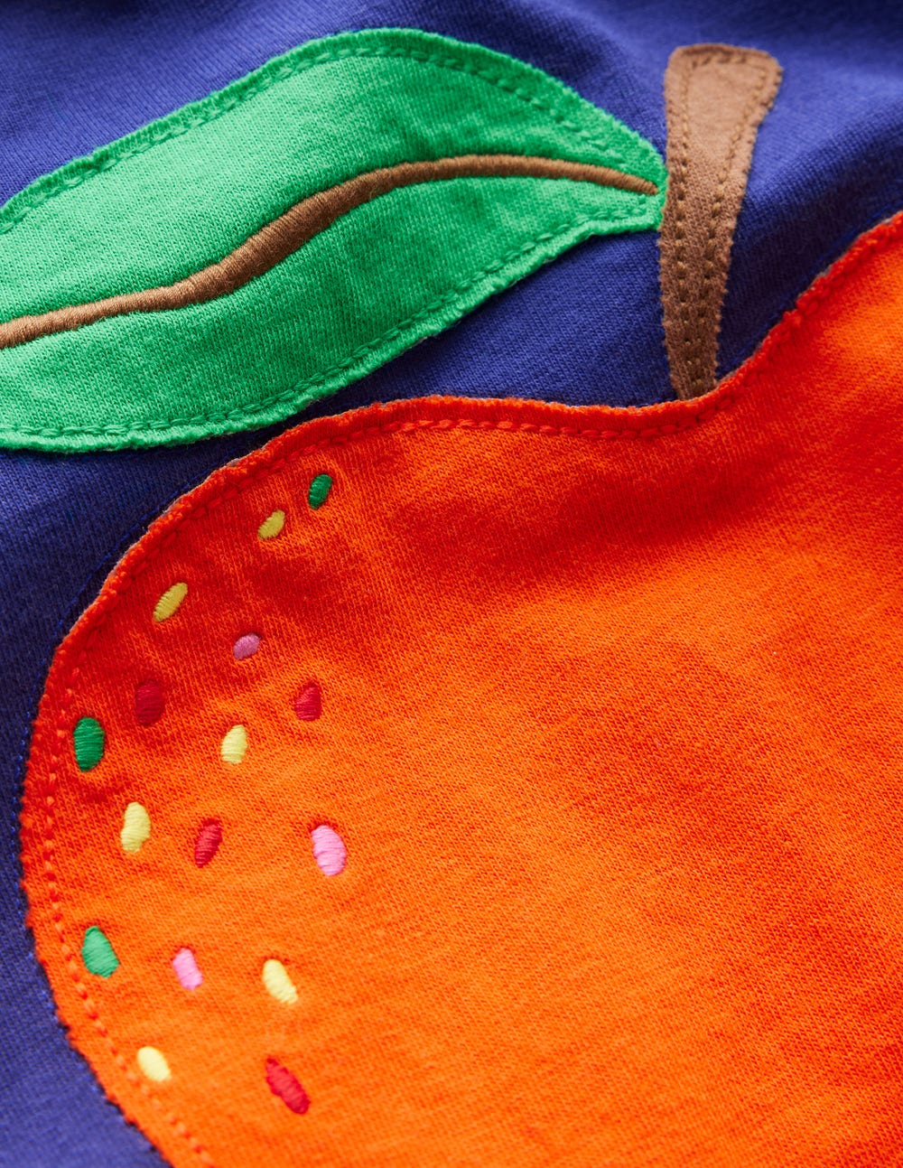 Boden Short Sleeve Appliqué T-shirt - Starboard Blue Apple