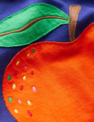 Boden Short Sleeve Appliqué T-shirt - Starboard Blue Apple