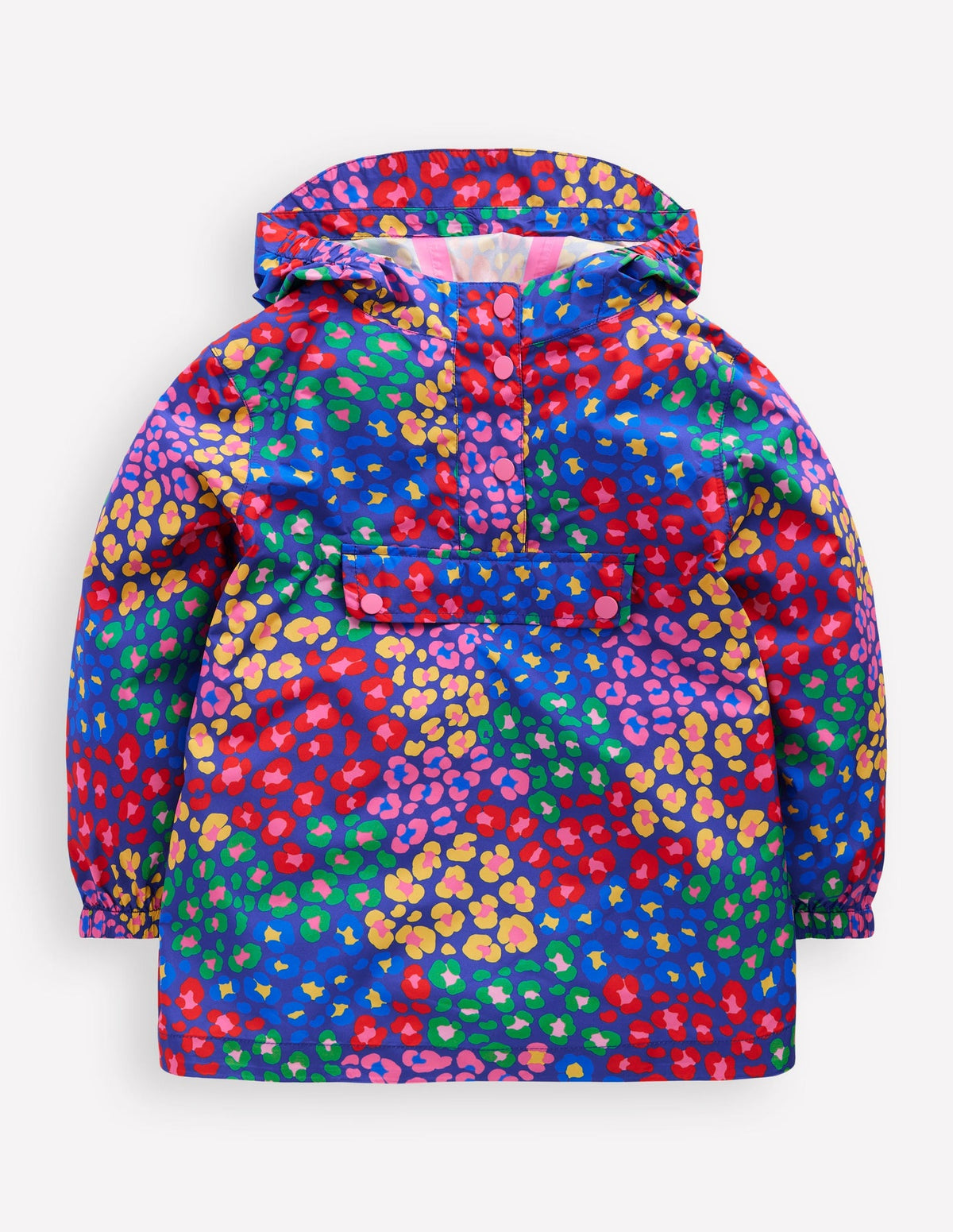 Boden Waterproof Pack - away Jacket - Bright Blue Multi Leopard