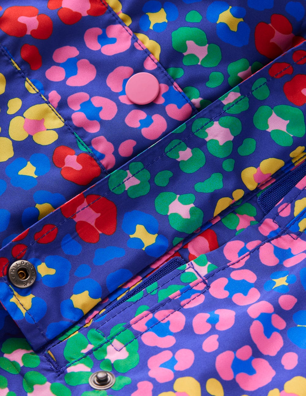 Boden Waterproof Pack - away Jacket - Bright Blue Multi Leopard