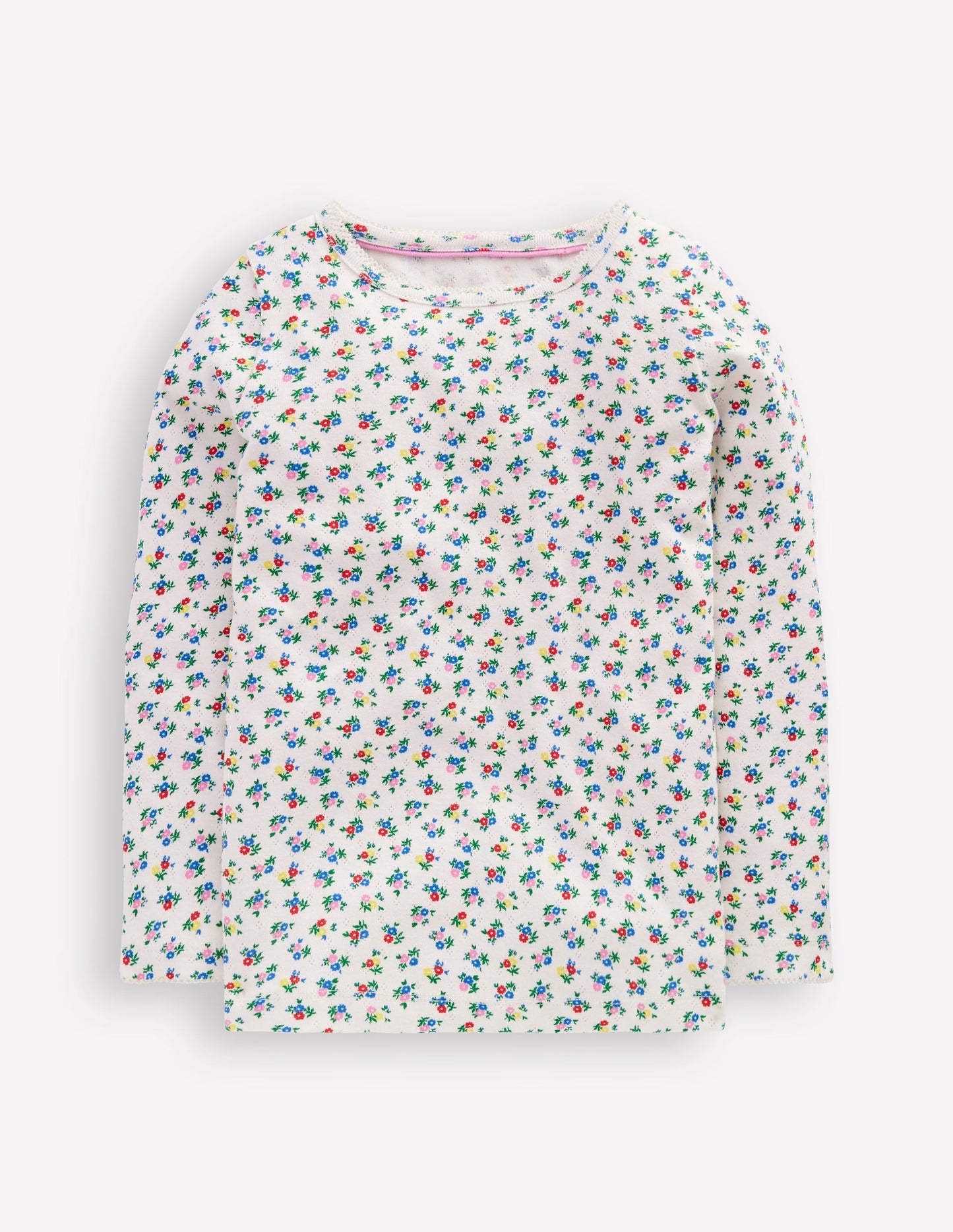 Boden Long Sleeve Pointelle Top - Soft Ivory Ditsy