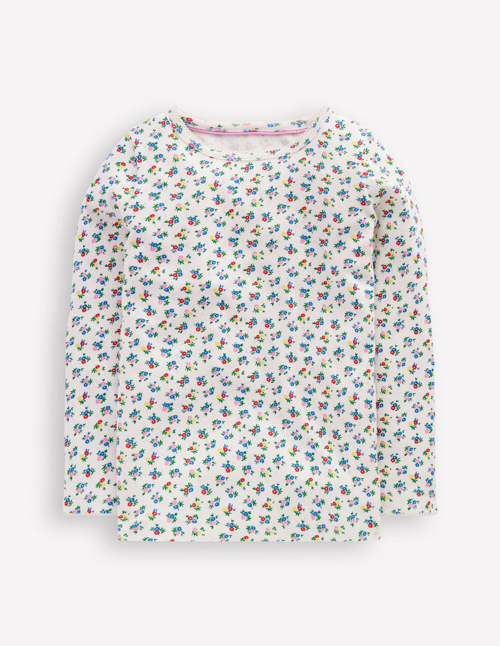 Boden Long Sleeve Pointelle Top - Soft Ivory Ditsy