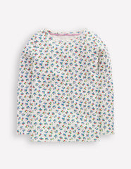 Boden Long Sleeve Pointelle Top - Soft Ivory Ditsy