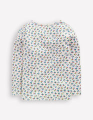 Boden Long Sleeve Pointelle Top - Soft Ivory Ditsy