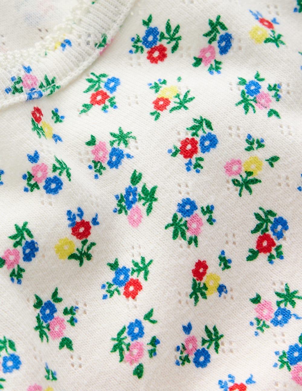 Boden Long Sleeve Pointelle Top - Soft Ivory Ditsy