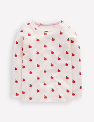 Boden Long Sleeve Pointelle Top - Soft Ivory Little Apples