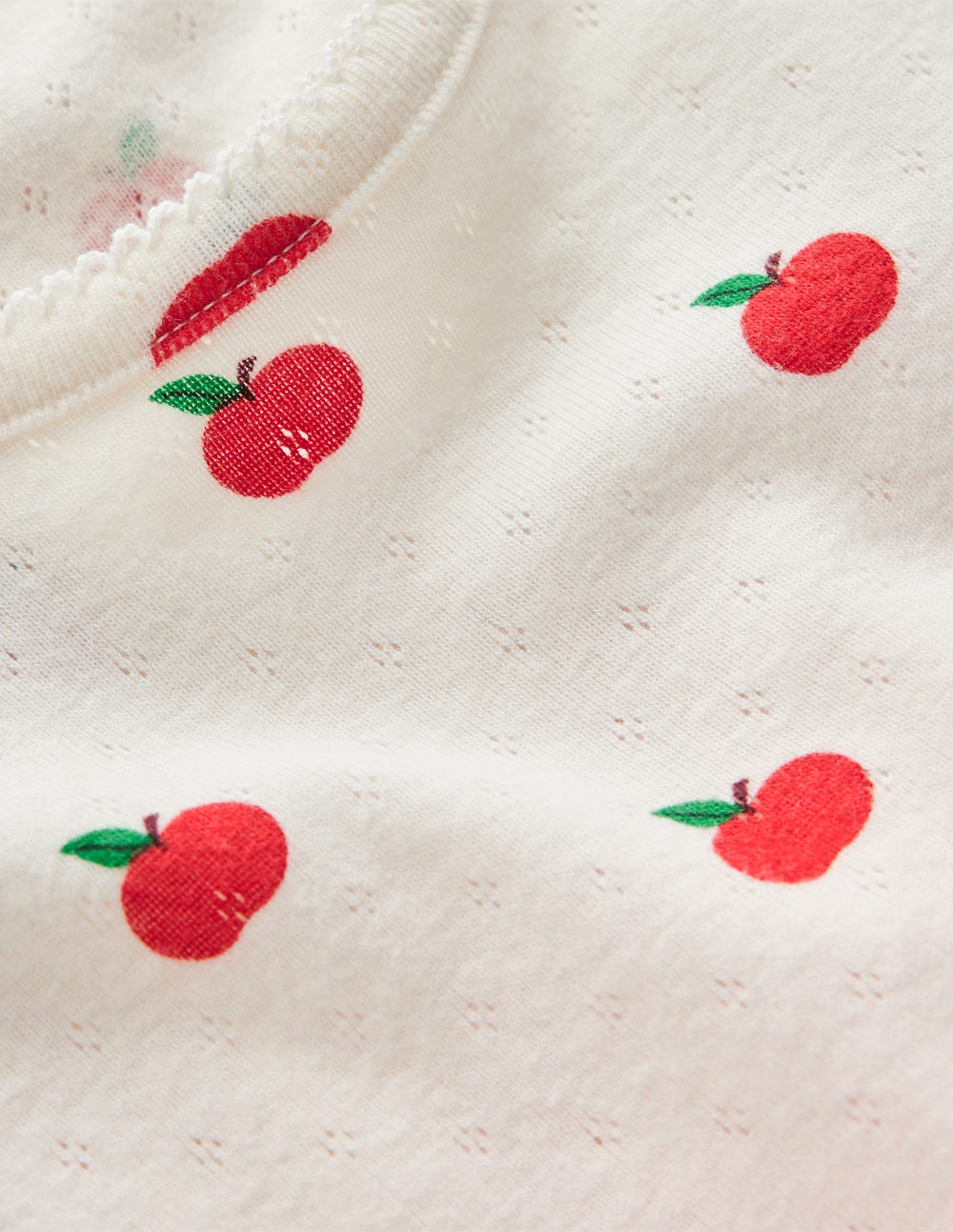Boden Long Sleeve Pointelle Top - Soft Ivory Little Apples