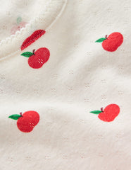 Boden Long Sleeve Pointelle Top - Soft Ivory Little Apples