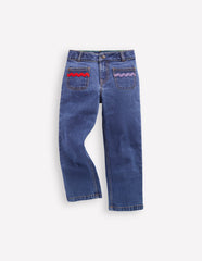 Boden Patch Pocket Pants - Midwash Denim