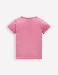 Boden Short Sleeve Appliqué T-shirt - Formica Pink Stationary Pets