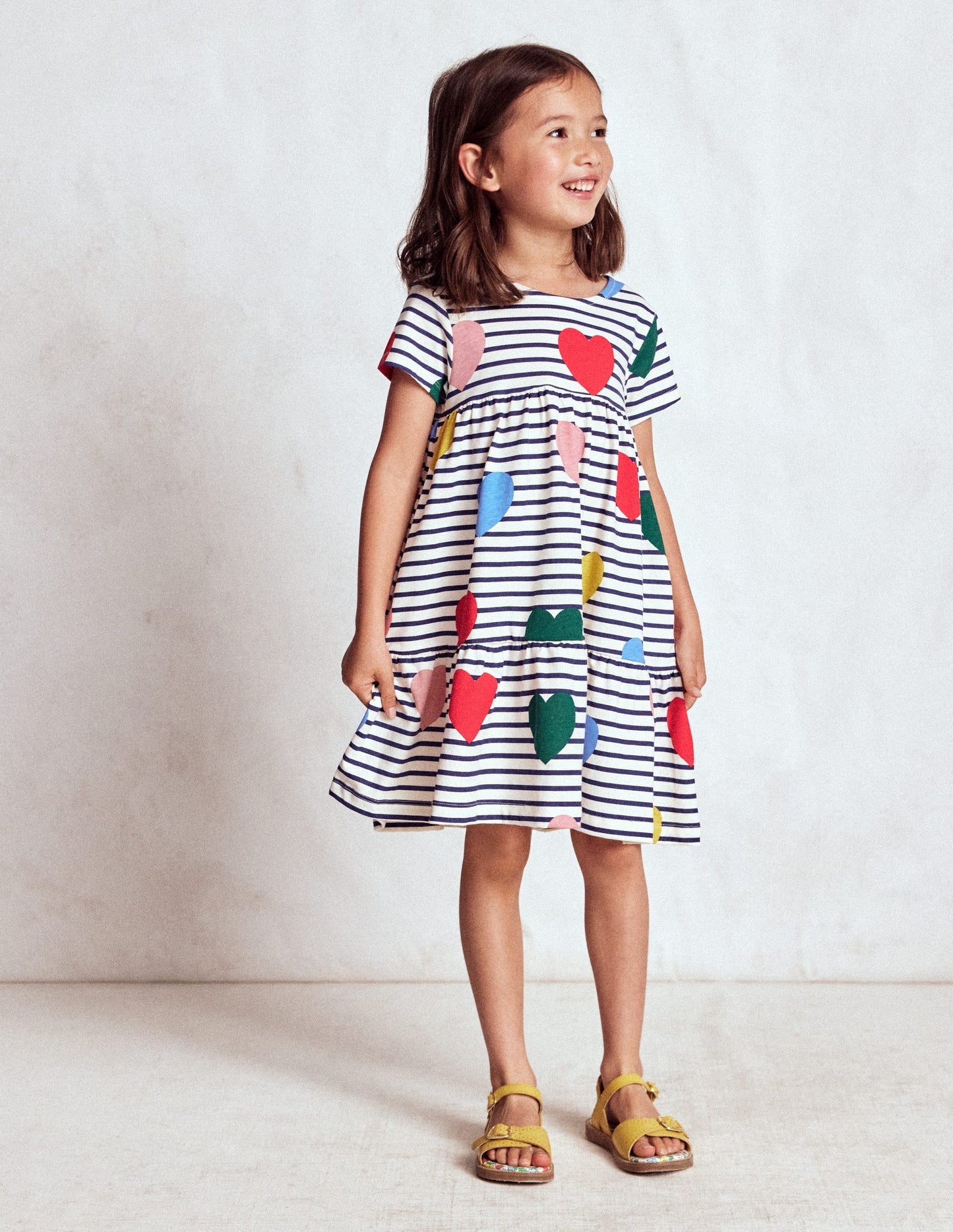 Boden Ariel Twirly Jersey Dress - Multi Heart Stripe