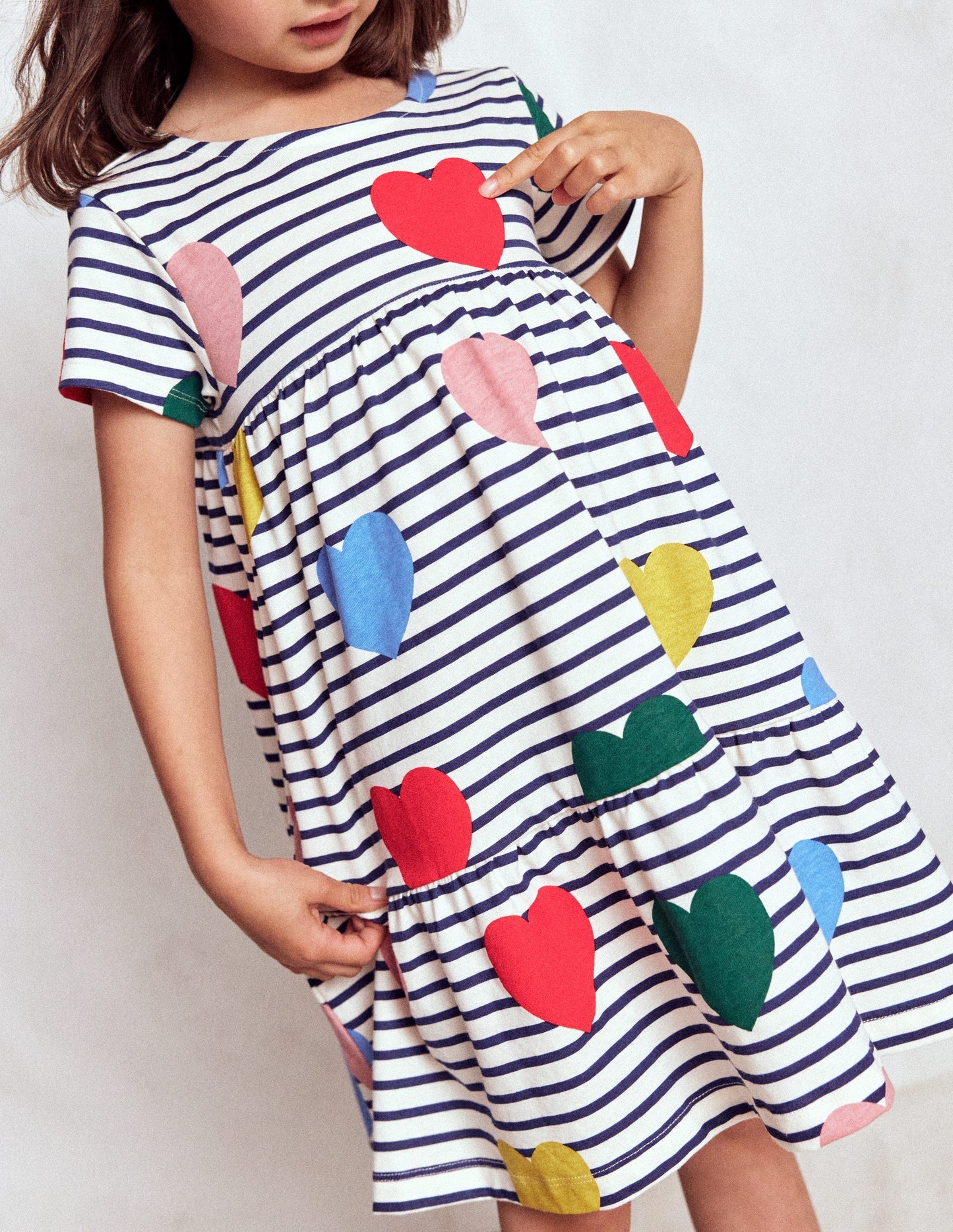 Boden Ariel Twirly Jersey Dress - Multi Heart Stripe