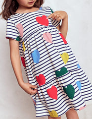 Boden Ariel Twirly Jersey Dress - Multi Heart Stripe