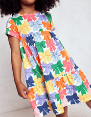 Boden Ariel Twirly Jersey Dress - Multi Rainbow Bows