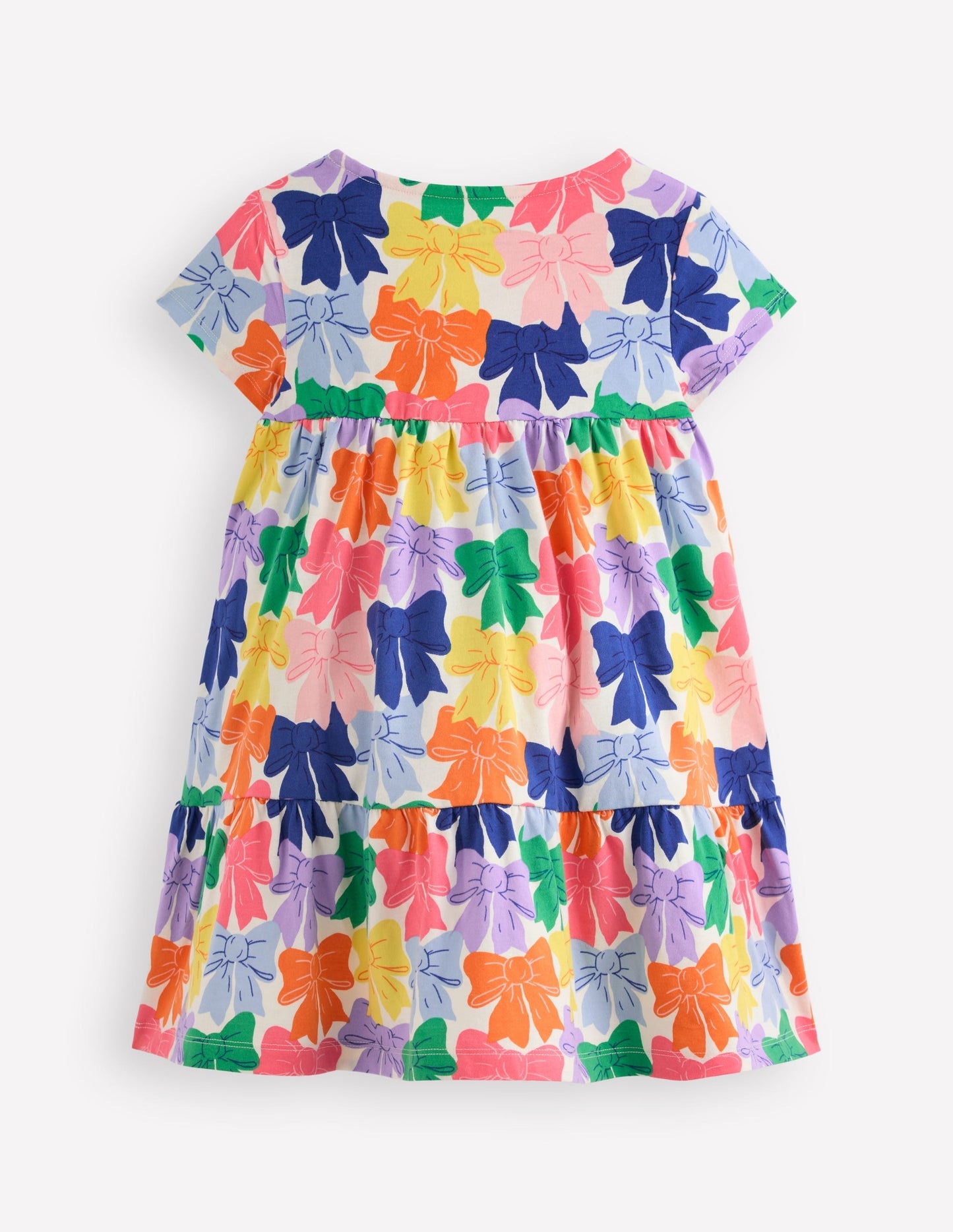 Boden Ariel Twirly Jersey Dress - Multi Rainbow Bows