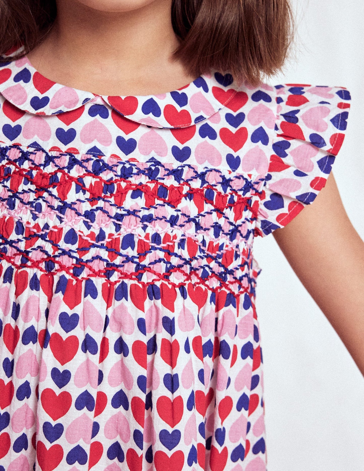 Boden Adeline Smocked Dress - Poppy Red Geo Heart