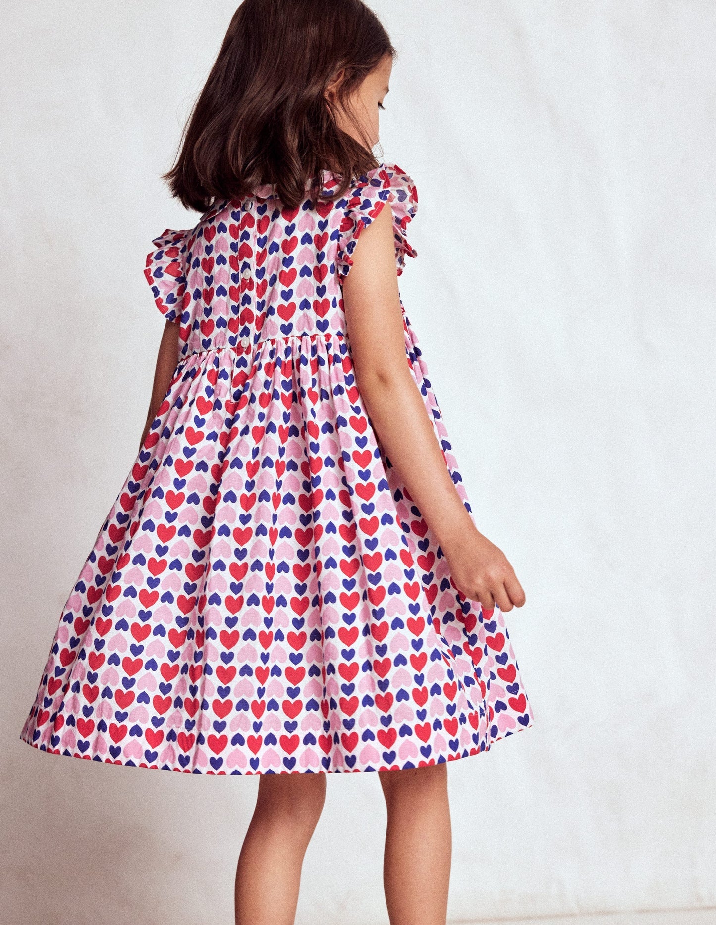Boden Adeline Smocked Dress - Poppy Red Geo Heart