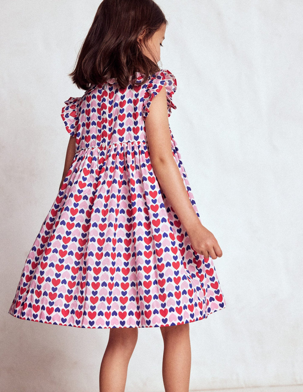 Boden Adeline Smocked Dress - Poppy Red Geo Heart