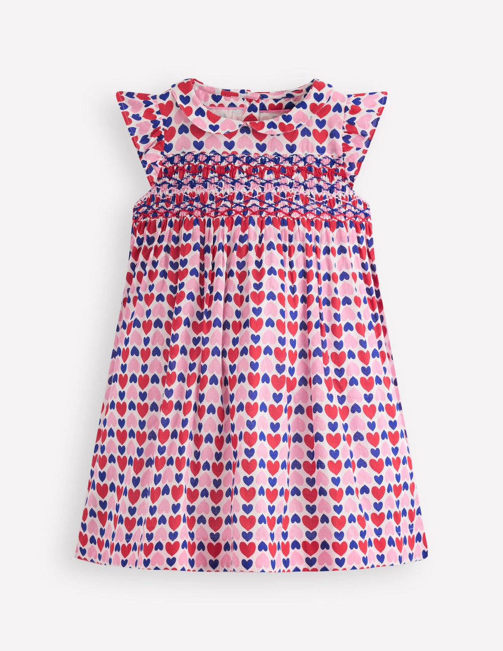 Boden Adeline Smocked Dress - Poppy Red Geo Heart