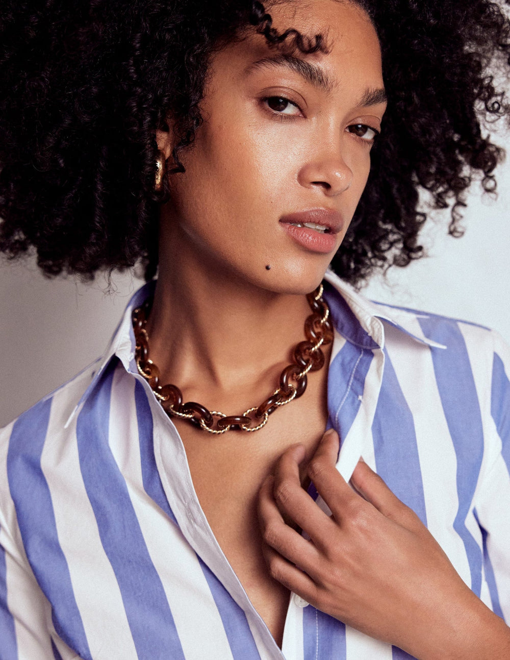 Boden Chunky Resin Chain Necklace - Brown