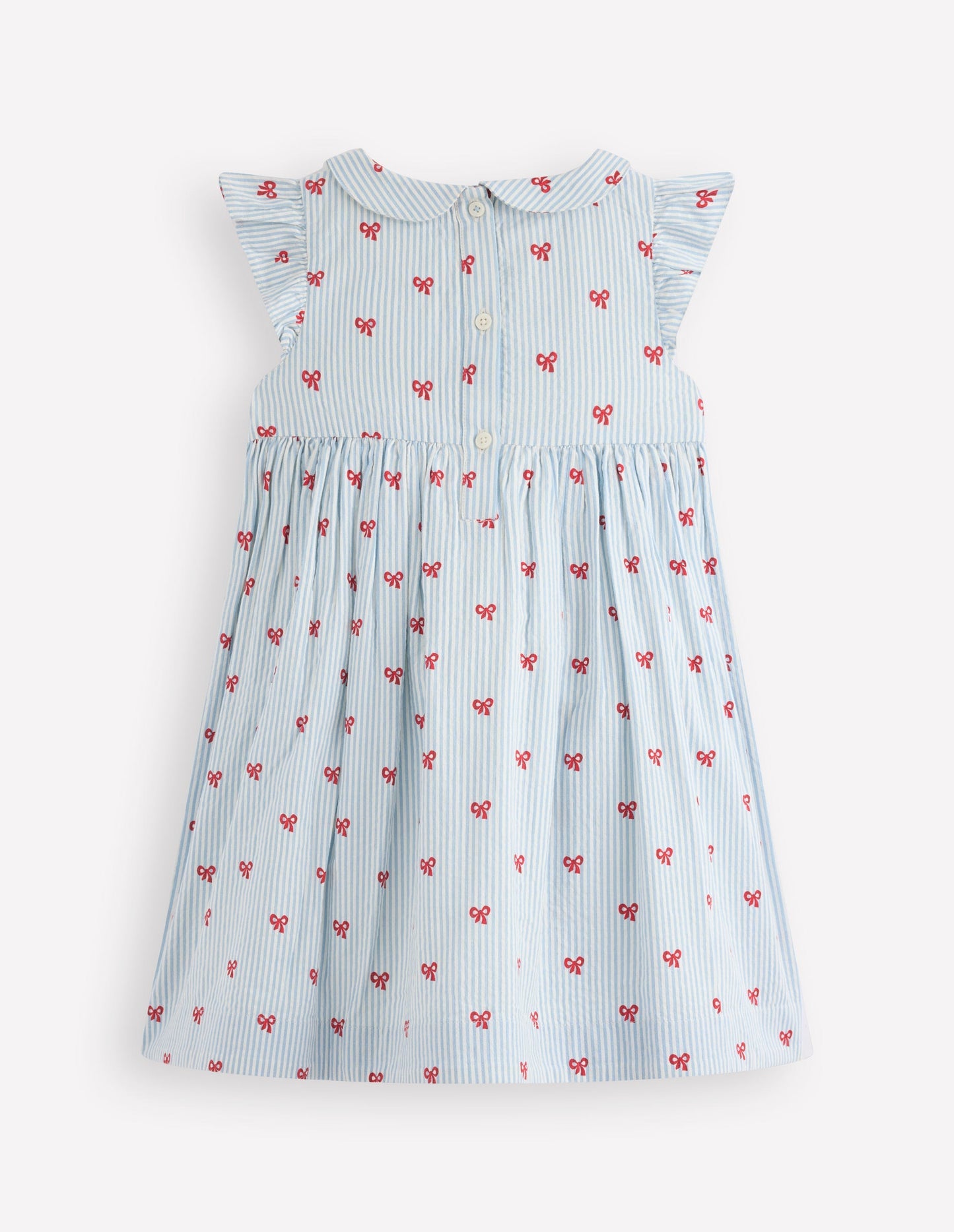 Boden Adeline Smocked Dress - Glacier Blue Spaced Tiny Bows