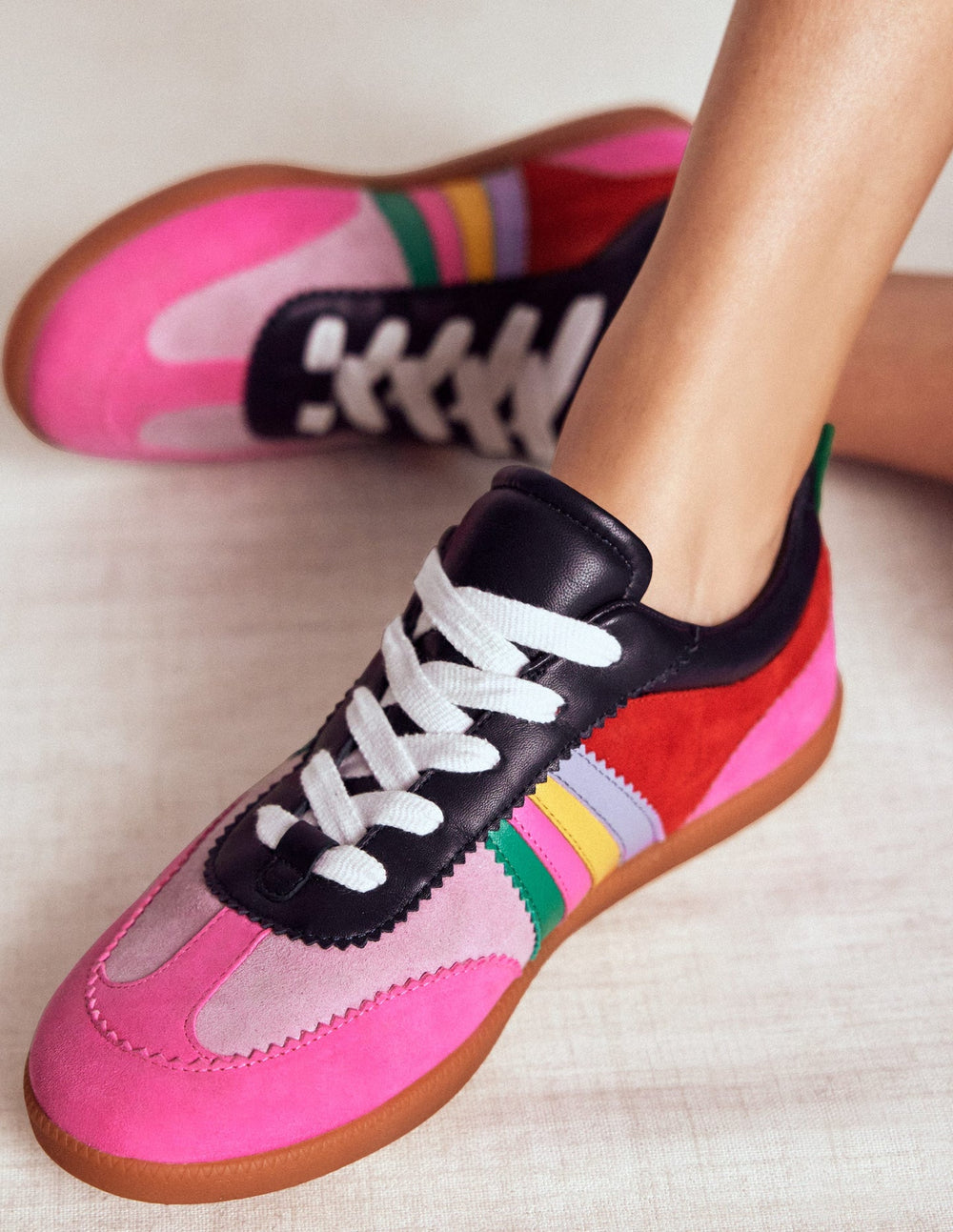 Boden Erin Retro Tennis Trainers - Multicolour