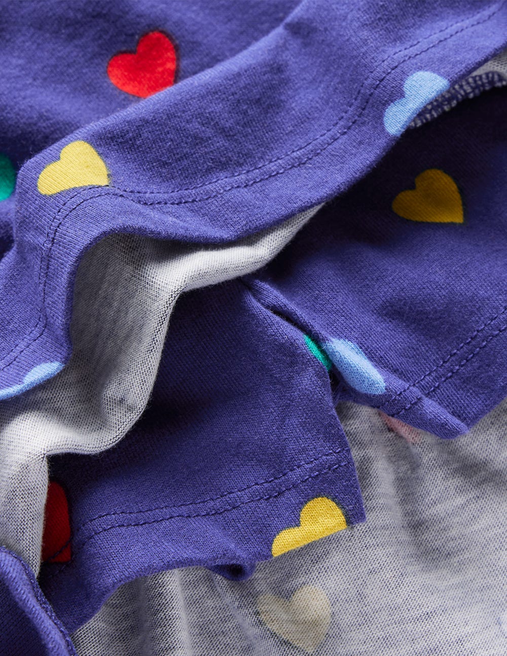 Boden Tiered Jersey Skort - Starboard Blue Multi Hearts