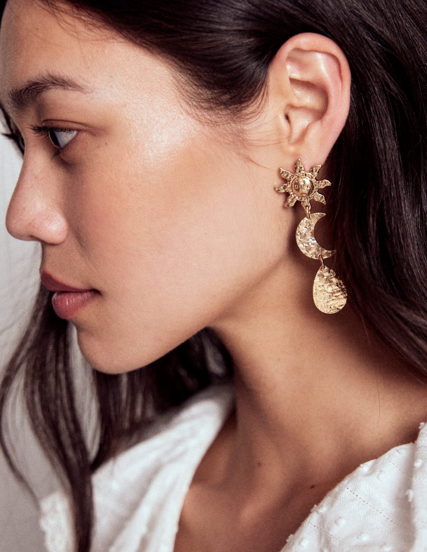 Boden Hammered Motif Earrings - Gold