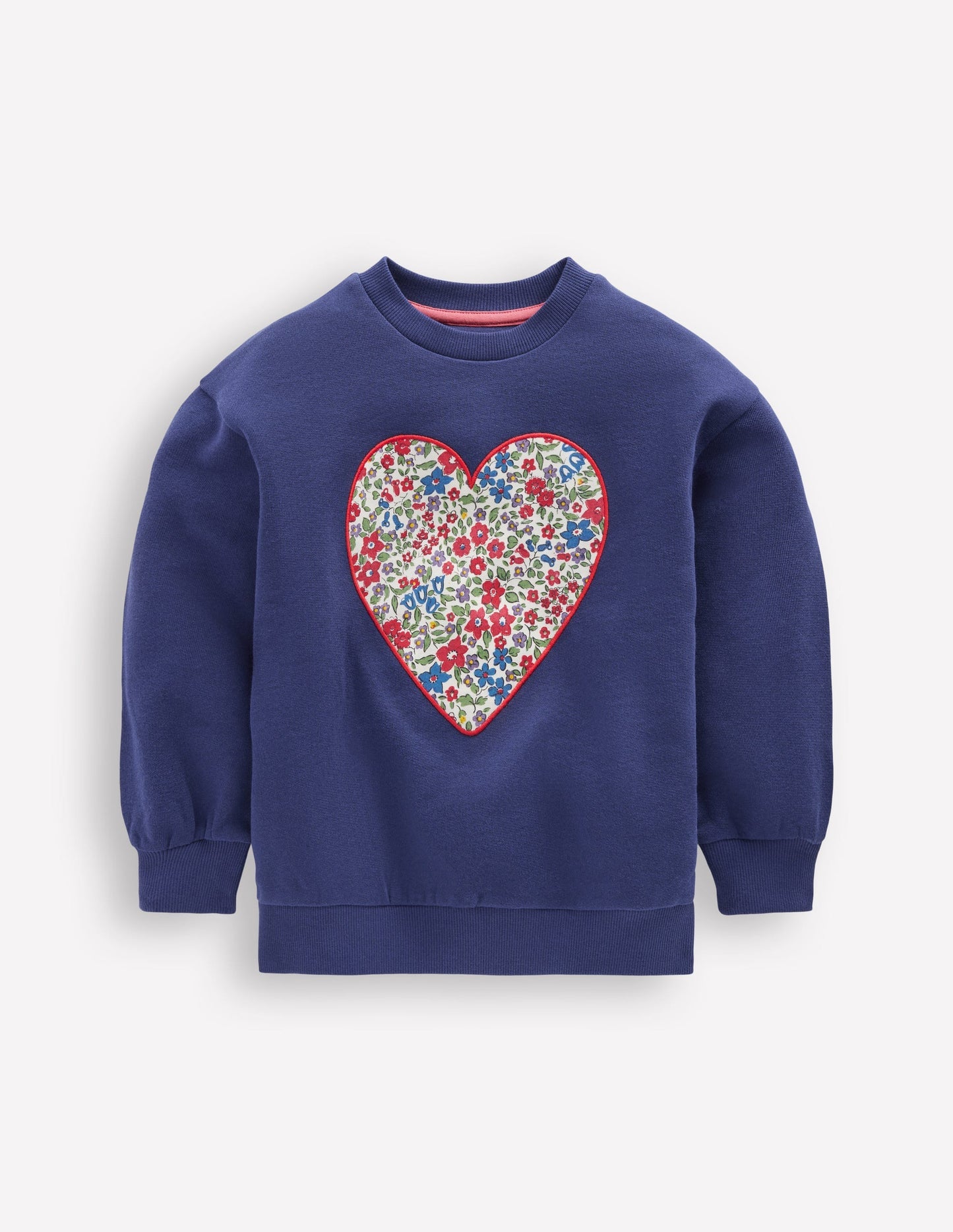 Boden Bobbie Appliqué Sweatshirt - Starboard Blue Hearts