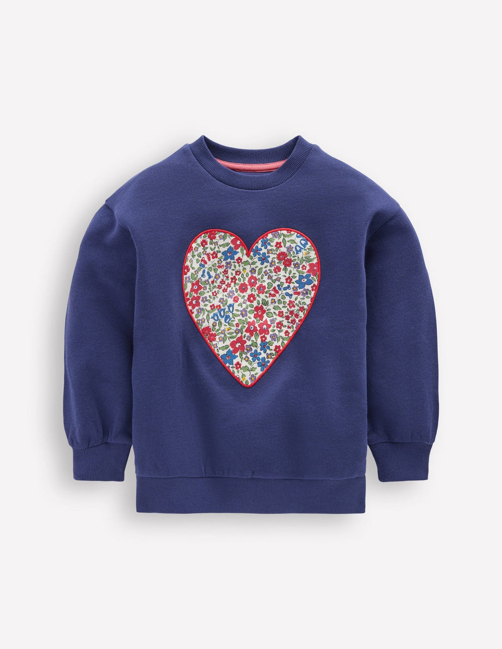 Boden Bobbie Appliqué Sweatshirt - Starboard Blue Hearts