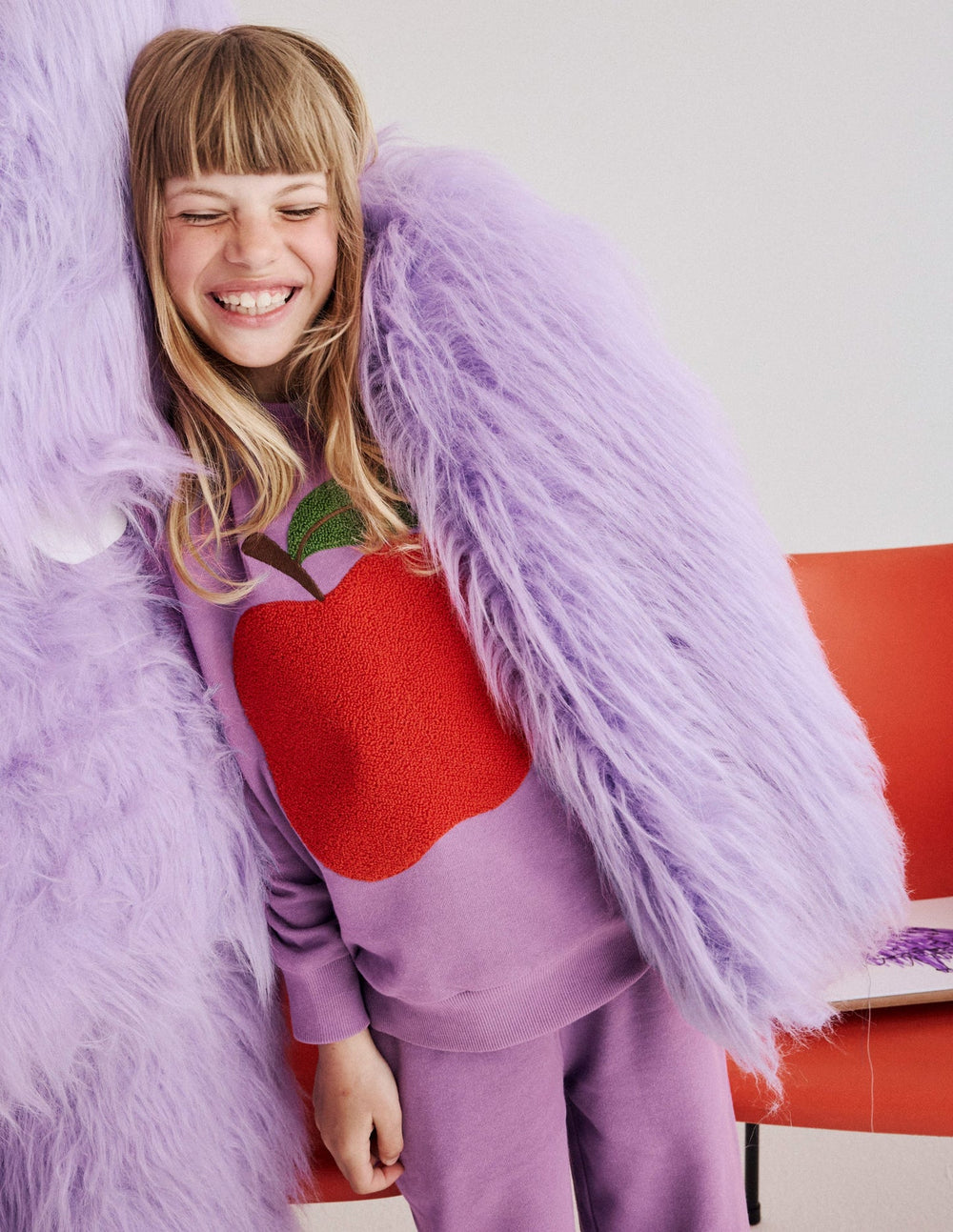 Boden Bobbie Appliqué Sweatshirt - Aster Purple Apple