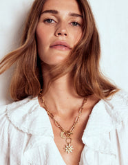 Boden Hammered Motif Necklace - Gold