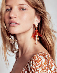 Boden Flower Resin Earrings - Orange