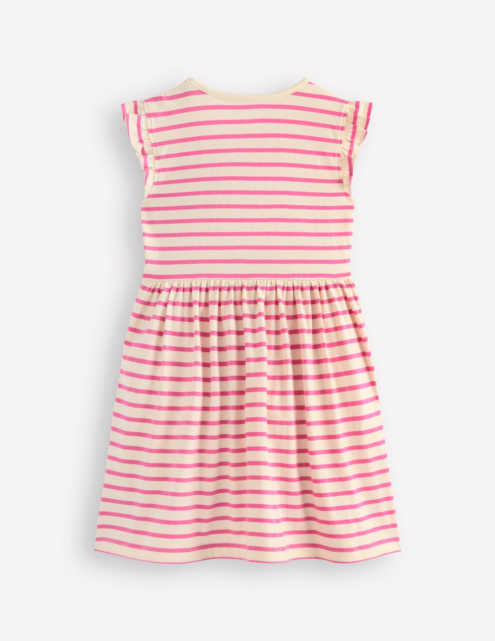 Boden Flutter Sleeve Appliqué Dress - Pink Stripe Cakes