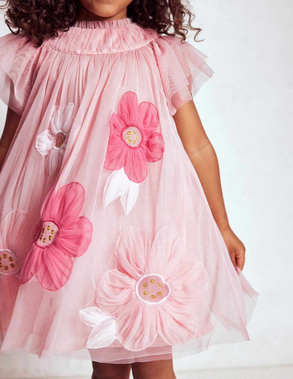 Boden Appliqué Tulle Dress - Chalk Pink Flower