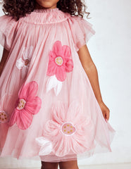 Boden Appliqué Tulle Dress - Chalk Pink Flower