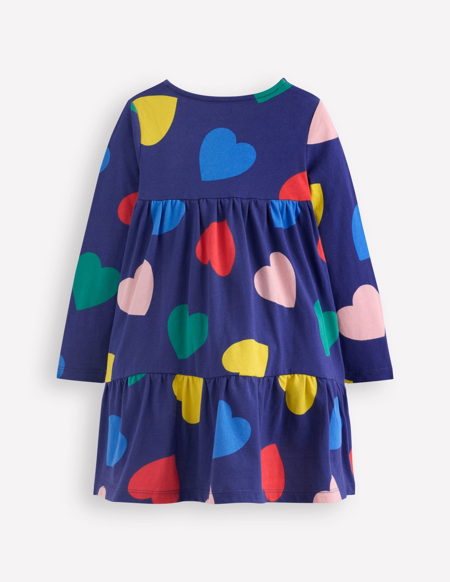Boden Ariel Long Sleeve Twirly Dress - Starboard Blue Hearts