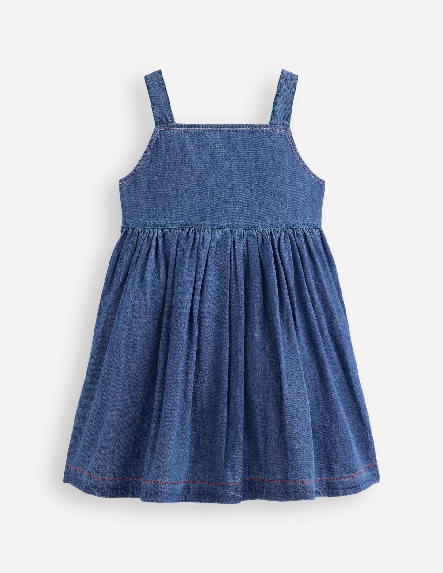 Boden Button - through Pinafore Dress - Mid Vintage Denim