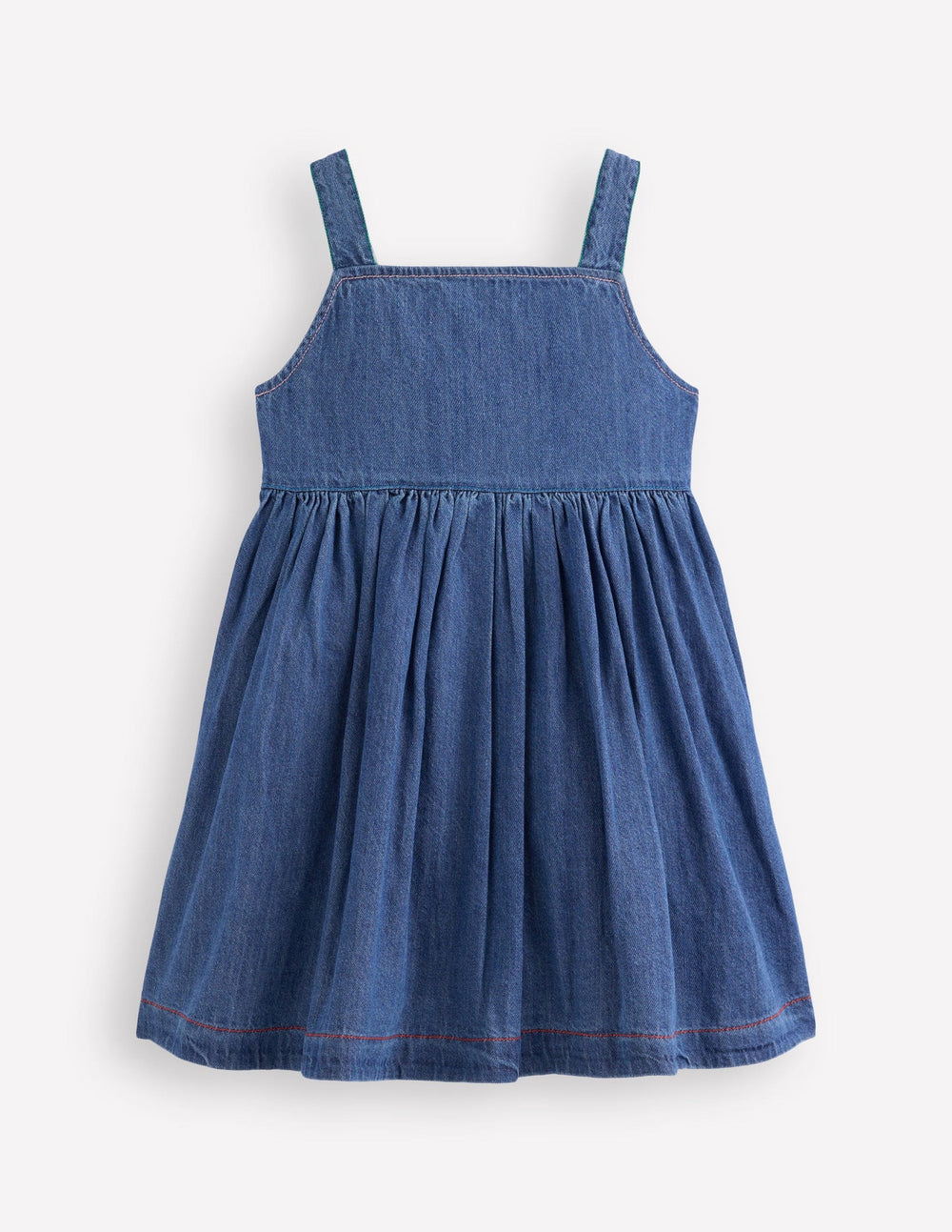 Boden Button - through Pinafore Dress - Mid Vintage Denim