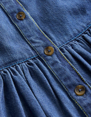 Boden Button - through Pinafore Dress - Mid Vintage Denim