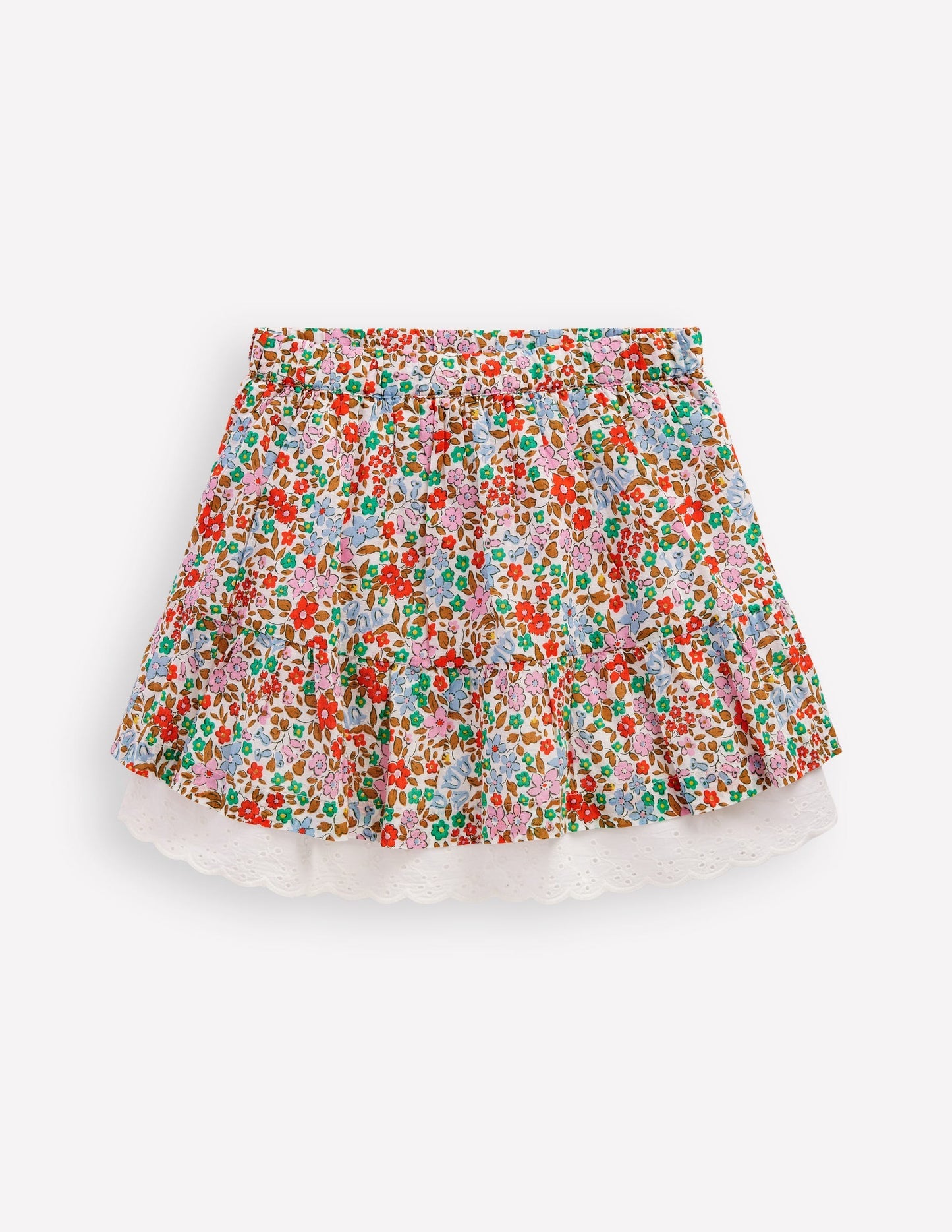 Boden Printed Pull - on Woven Skirt - Rose Pink Flowerbed