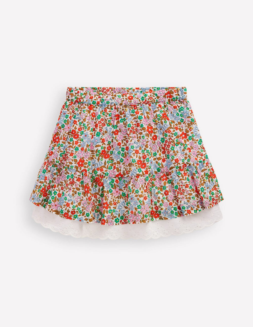 Boden Printed Pull - on Woven Skirt - Rose Pink Flowerbed