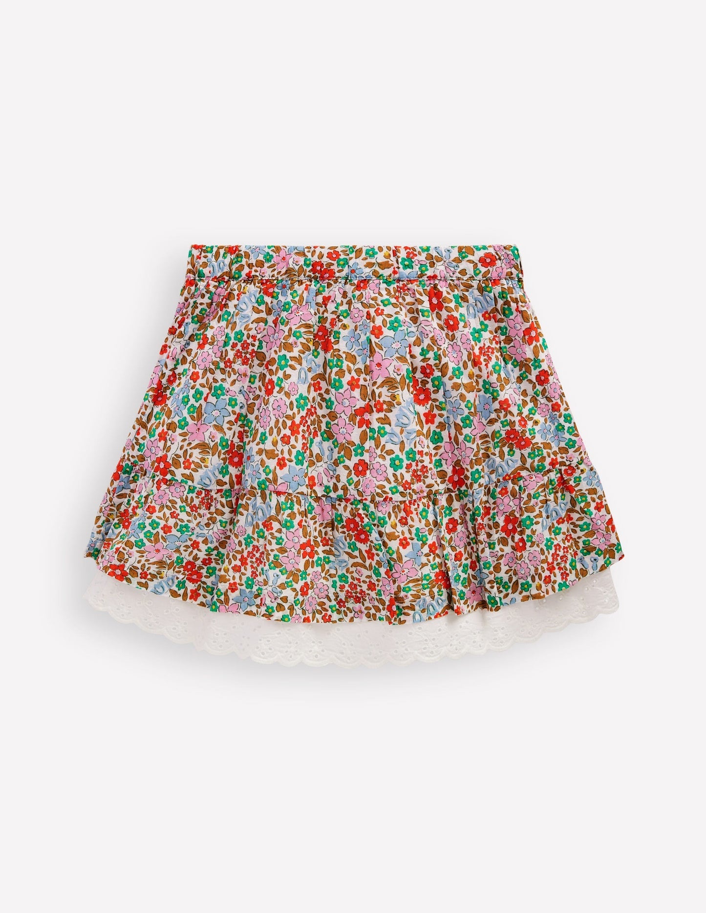 Boden Printed Pull - on Woven Skirt - Rose Pink Flowerbed