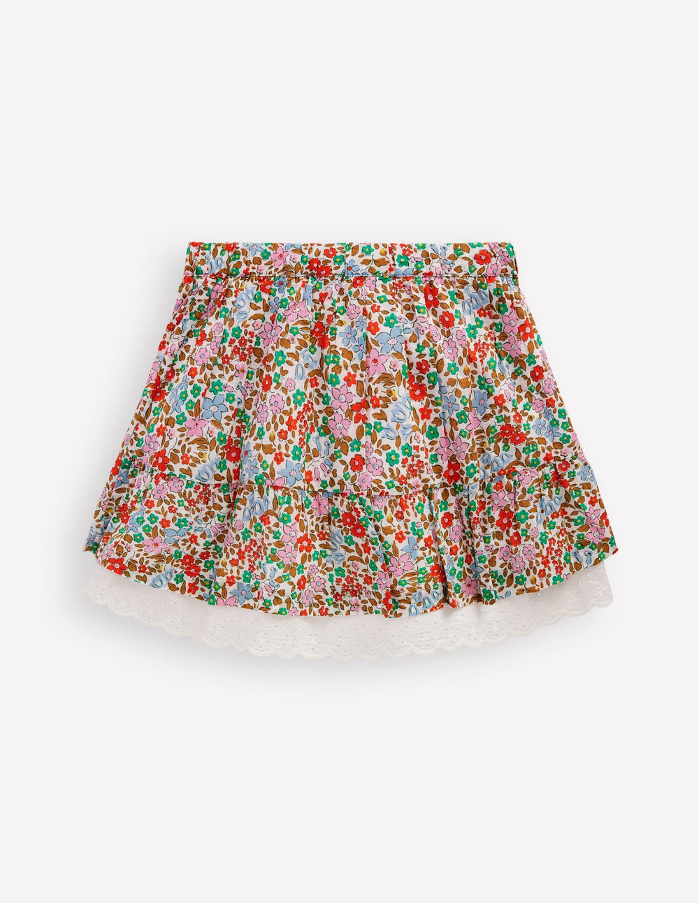 Boden Printed Pull - on Woven Skirt - Rose Pink Flowerbed