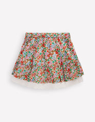 Boden Printed Pull - on Woven Skirt - Rose Pink Flowerbed