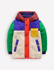 Boden Quilted Borg Jacket - Natural Borg