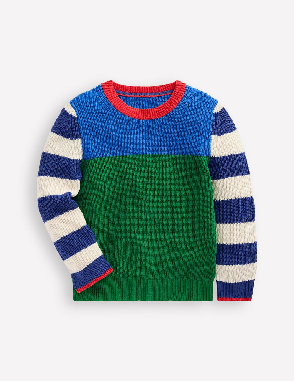 Boden Everyday Cotton Sweater - Kingfisher Blue/Rich Emerald