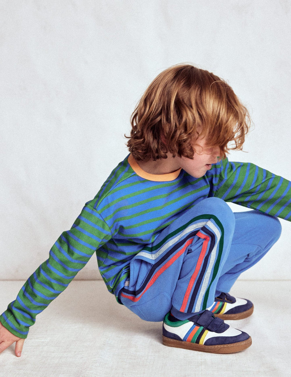 Boden Rainbow Stripe Sweatpants - Blue River
